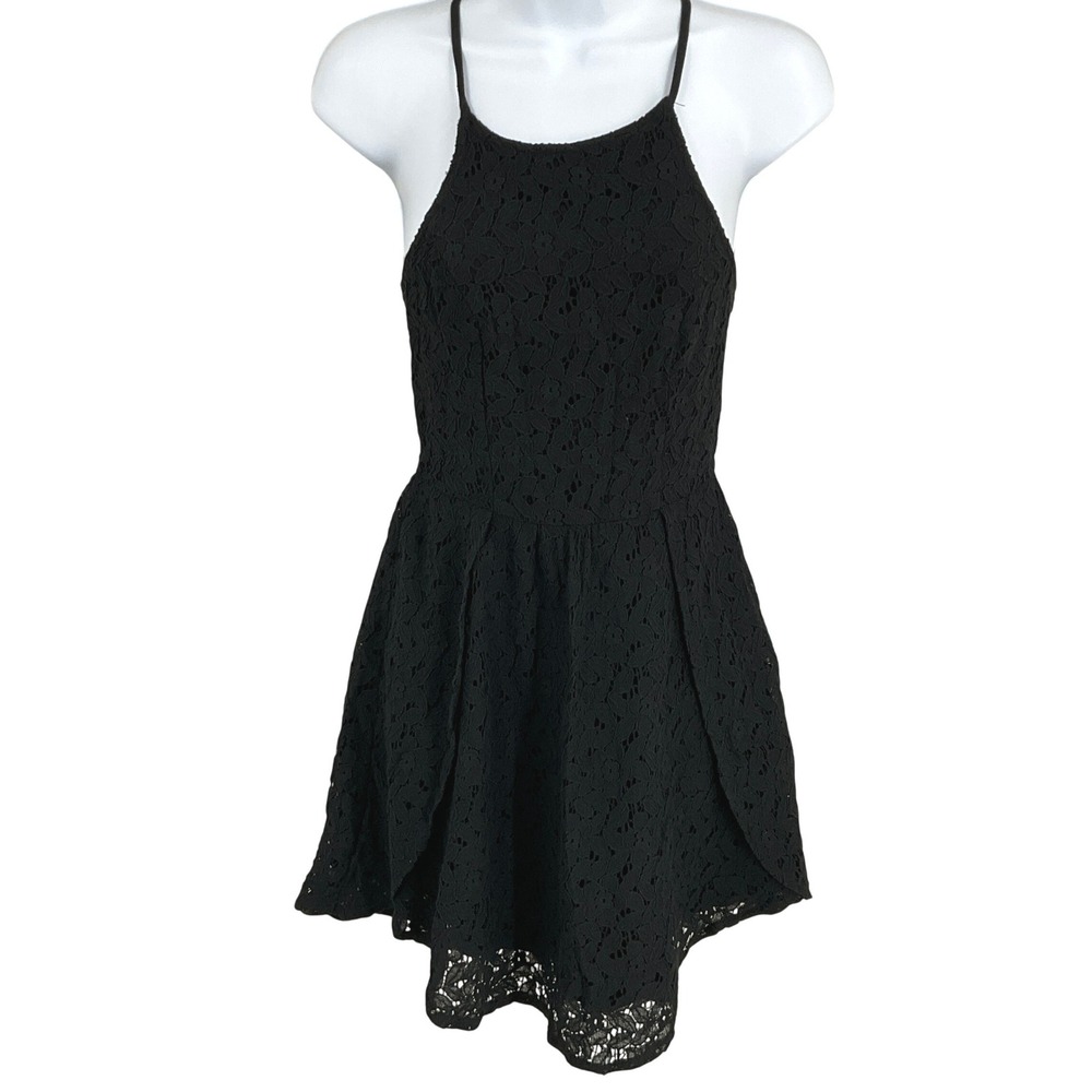 Abercrombie & Fitch Lace Halter Mini Dress Sz XS Black‎ Whimsigoth Romantic NEW